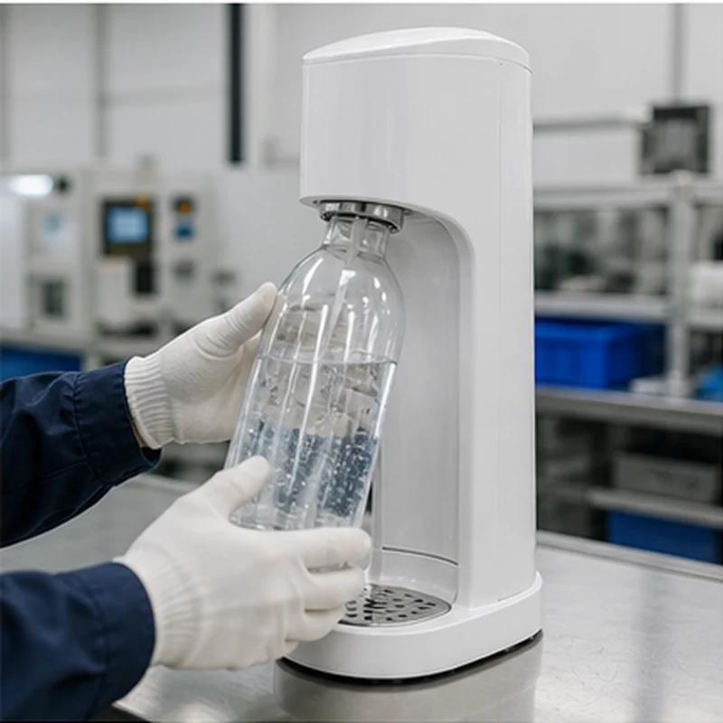 PET bottle fitting test for soda maker assembly